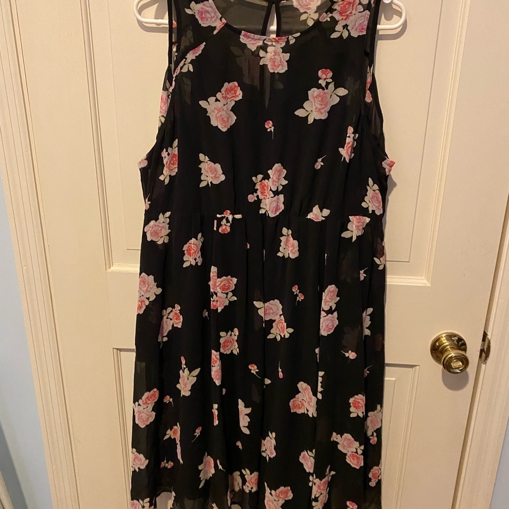 Torrid Black Floral Dress with Black Slip Dress Underneath NWT - SIZE 0